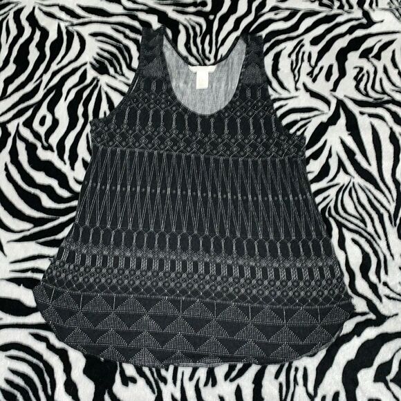3/$15 H&M black white racer tank top geometric Aztec print size medium - Picture 1 of 8